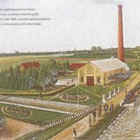 Tiszaberceli szivattyútelep 1896-ban a gátfelügyelő festményén